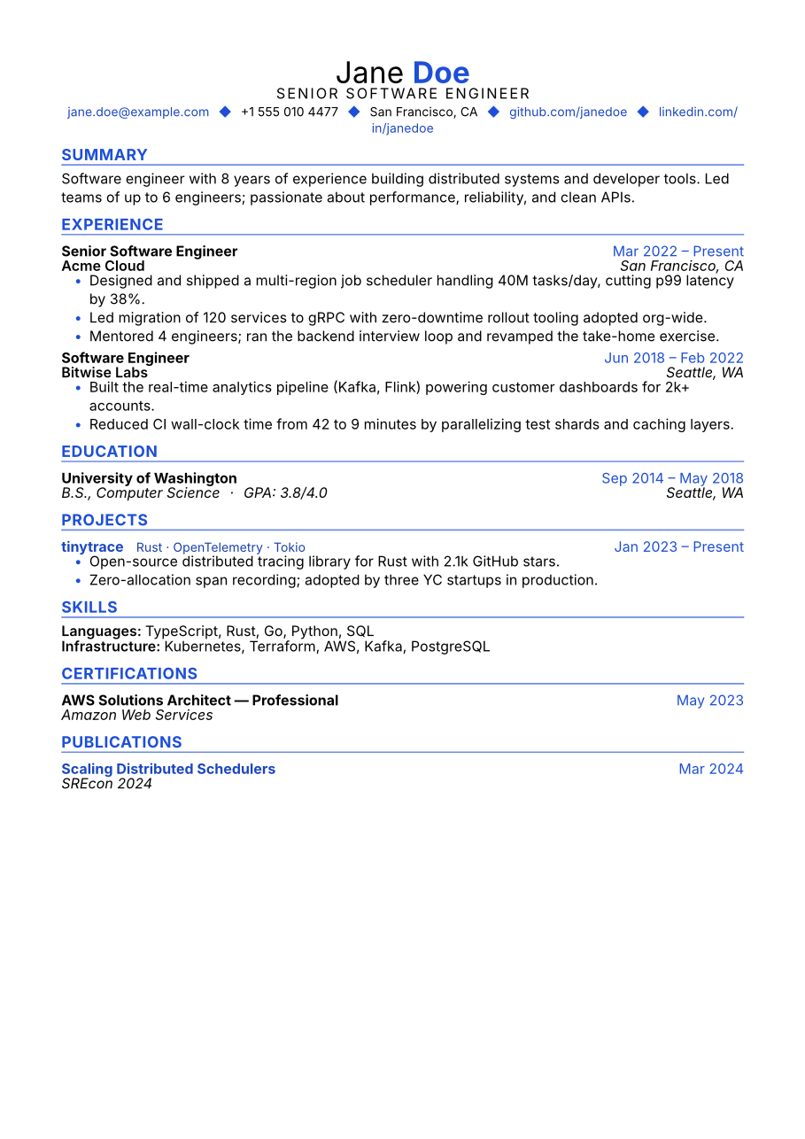 Accent resume template, a free ATS-friendly resume design