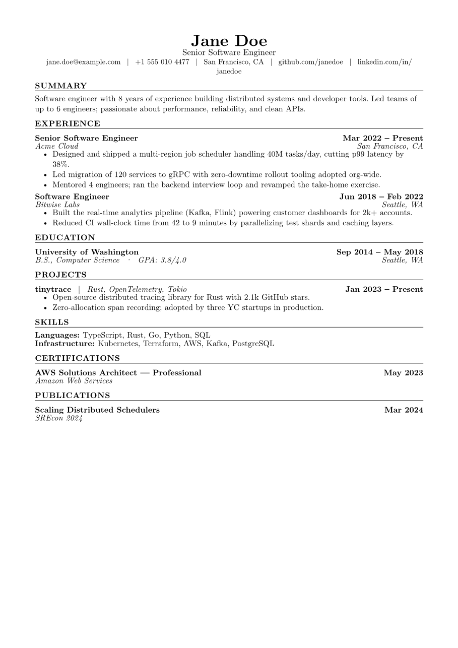 Classic resume template, a free ATS-friendly resume design