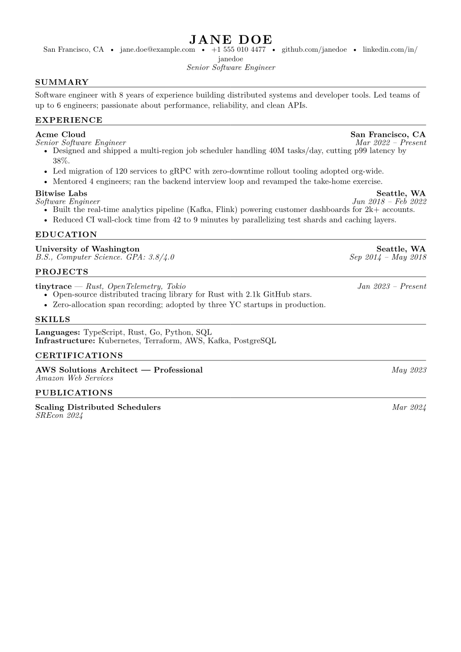 Harvard resume template, a free ATS-friendly resume design