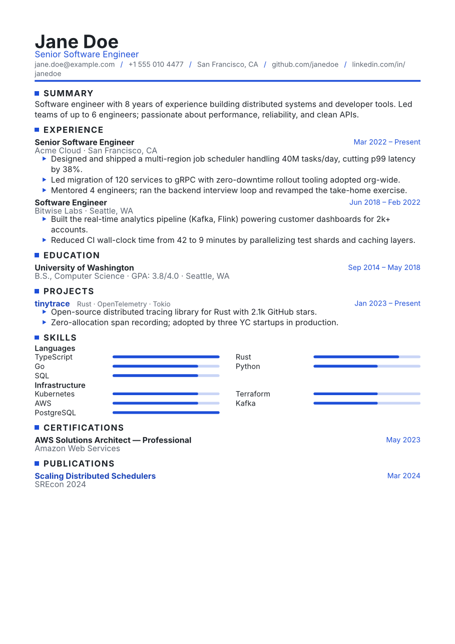 Modern resume template, a free ATS-friendly resume design
