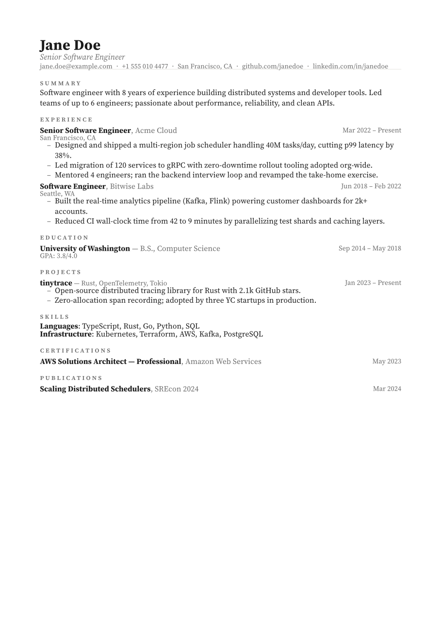 Serif resume template, a free ATS-friendly resume design